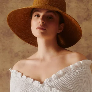 Rebekahdallas Gold Straw Braid Fedora Hat